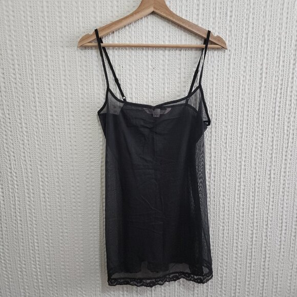 Victoria’s Secret Sheer Black Lace Trim Slip Dress Lingerie Women's Size Medium - Picture 2 of 14
